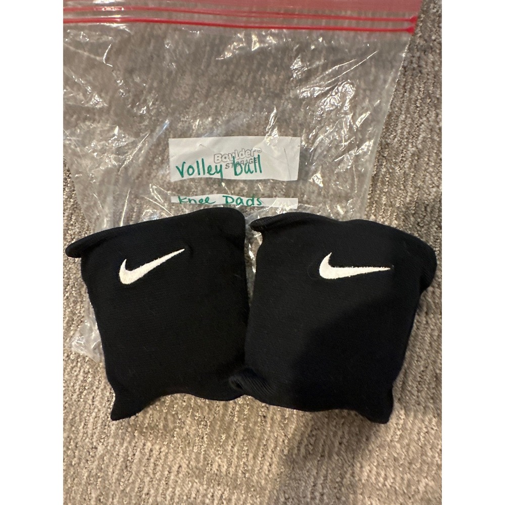 Nike Volleyball Knee Pads Black White Swoosh Athletic Protective Gear Pair